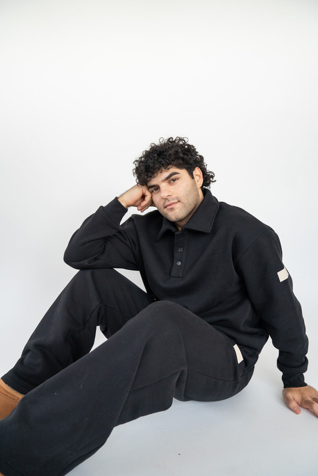 Oversized Heavy Premium Black Polo Sweater