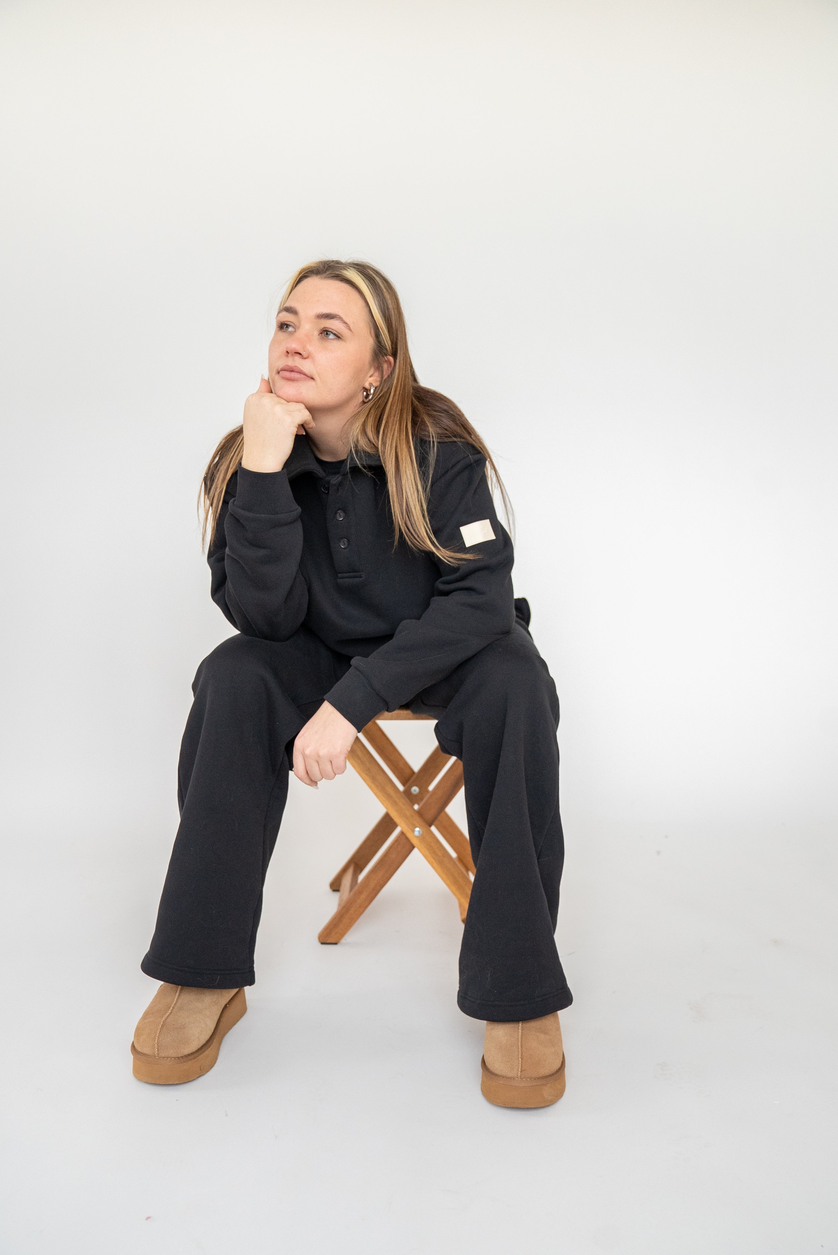 Oversized Heavy Premium Black Polo Sweater