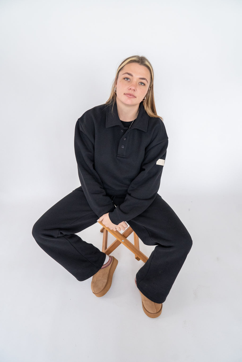 Oversized Heavy Premium Black Polo Sweater