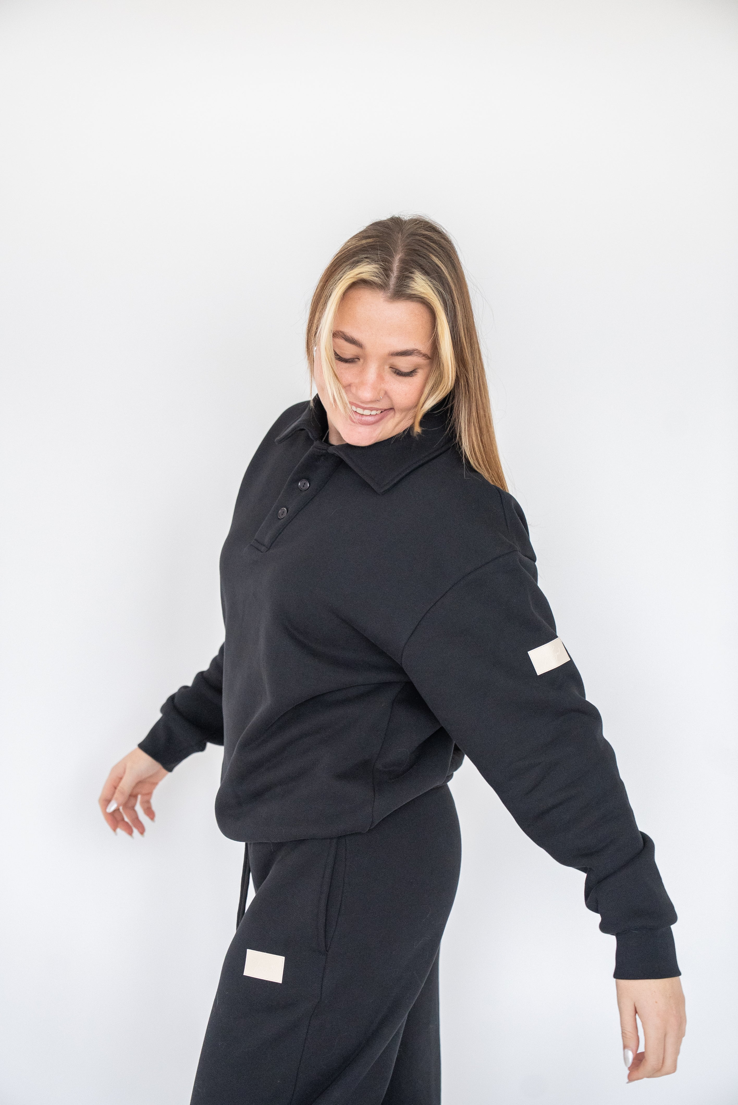 Oversized Heavy Premium Black Polo Sweater